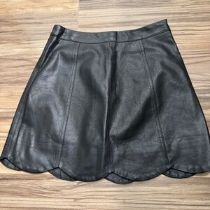 Black leather skirt scalloped